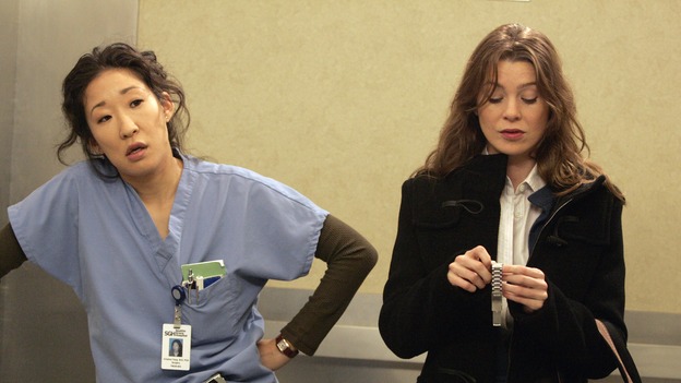 GREY'S ANATOMY - "Time After Time" - Izzie faces her past and finds comfort in George, while Alex becomes more attached to Jane Doe (Elizabeth Reaser), Meredith and Derek question their own status, and Cristina resolves to fight for her relationship with Burke -- despite her past with Colin Marlow (Roger Rees) -- on "Grey's Anatomy," THURSDAY, APRIL 19 (9:00-10:01 p.m., ET) on the ABC Television Network. (ABC/VIVIAN ZINK)SANDRA OH, ELLEN POMPEO