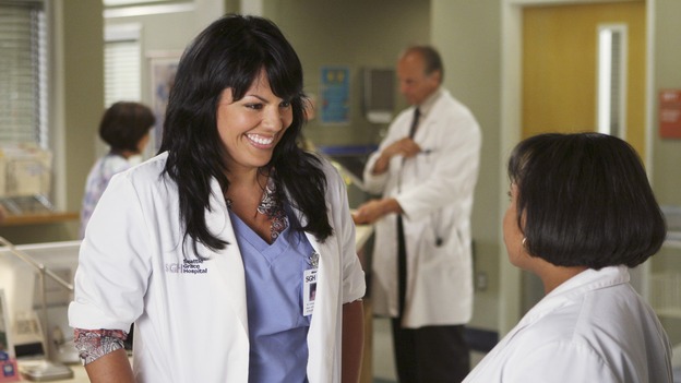 GREY'S ANATOMY - "Six Days" - After a successful operation on his heart, George's father undergoes surgery for his cancer, Thatcher Grey visits Seattle Grace in order to see his new granddaughter, and Meredith discovers that Derek has trouble sleeping soundly, on "Grey's Anatomy," THURSDAY, JANUARY 4 (9:00-10:01 p.m., ET) on the ABC Television Network. (ABC/MICHAEL DESMOND)SARA RAMIREZ, CHANDRA WILSON