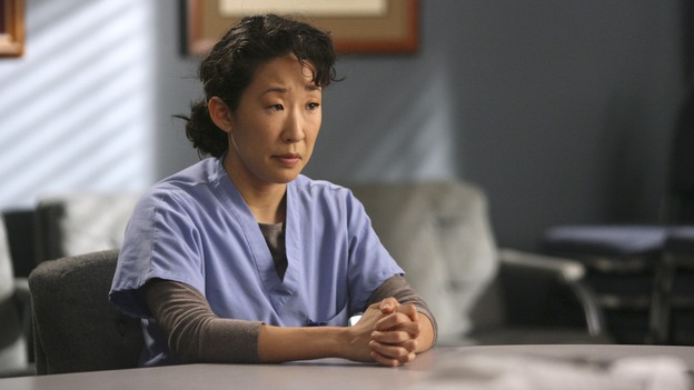 GREY'S ANATOMY - In the first hour of part two of the season finale of ABC's "Grey's Anatomy" -- "Deterioration of the Fight or Flight Response" -- Izzie and George attend to Denny as the pressure increases to find him a new heart, Cristina suddenly finds herself in charge of an ER, and Derek grapples with the realization that the life of a friend is in his hands. In the second hour, "Losing My Religion," Richard goes into interrogation mode about a patient's condition, Callie confronts George about his feelings for her, and Meredith and Derek meet about Doc. Part two of the season finale of "Grey's Anatomy" airs MONDAY, MAY 15 (9:00-11:00 p.m., ET) on the ABC Television Network. (ABC/SCOTT GARFIELD)SANDRA OH
