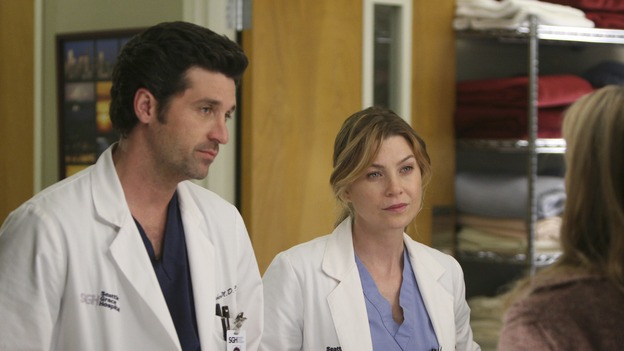 GREY'S ANATOMY - "Freedom" - On the two-hour season finale of "Grey's Anatomy," Meredith and Derek have one last shot at a successful outcome in their clinical trial, as the other surgeons work together to free a boy from a hardening block of cement. Meanwhile, Izzie helps Alex care for an ailing Rebecca, and Lexie discovers critical information about George's intern status, on "Grey's Anatomy," THURSDAY, MAY 22 (9:00-11:00 p.m., ET) on the ABC Television Network. (ABC/MICHAEL DESMOND)PATRICK DEMPSEY, ELLEN POMPEO