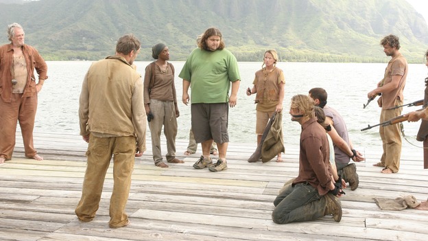 LOST -- "Live Together, Die Alone" - Hurley is set free as Bea, Tom and the Others hold Jack and his party hostage, on the season finale of "Lost," WEDNESDAY, MAY 24 (9:00-11:00 p.m., ET), on the ABC Television Network. (ABC/MARIO PEREZ) M.C. GAINEY, MICHAEL VENDRELL, APRIL GRACE, JORGE GARCIA, JOSH HOLLOWAY, EVANGELINE LILY, MATTHEW FOX