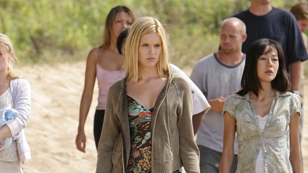 102844_448 -- LOST - "Exodus," Part 2" - The castaways on the raft are surprised at sea by something they didn't expect. Meanwhile, remaining islanders try to blow open the hatch, and a visitor to the encampment might be a threat to Claire's infant son, on the Season Finale of "Lost," WEDNESDAY, MAY 25 (8:00-10:00 p.m., ET), on the ABC Television Network.(ABC/MARIO PEREZ)EMILIE DE RAVIN, YUNJIN KIM, EXTRAS