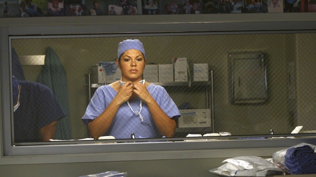 GREY'S ANATOMY - "Great Expectations" - While rumors of the Chief's departure spread among the hospital staff, Bailey proposes the creation of a free clinic, and a Seattle Grace doctor receives a proposal of a different sort, on "Grey's Anatomy," THURSDAY, JANUARY 25 (9:00-10:01 p.m., ET) on the ABC Television Network. (ABC/SCOTT GARFIELD)SARA RAMIREZ