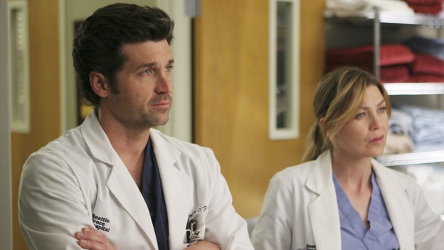 GREY'S ANATOMY - "Freedom" - On the two-hour season finale of "Grey's Anatomy," Meredith and Derek have one last shot at a successful outcome in their clinical trial, as the other surgeons work together to free a boy from a hardening block of cement. Meanwhile, Izzie helps Alex care for an ailing Rebecca, and Lexie discovers critical information about George's intern status, on "Grey's Anatomy," THURSDAY, MAY 22 (9:00-11:00 p.m., ET) on the ABC Television Network. (ABC/MICHAEL DESMOND)PATRICK DEMPSEY, ELLEN POMPEO