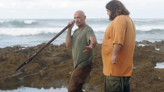 LOST - "Flashes Before Your Eyes" - A suspicious and determined Hurley enlists Charlie to help him wrangle the truth out of Desmond, who has been acting strangely ever since the implosion of the hatch, on "Lost," WEDNESDAY, FEBRUARY 14 (10:00-11:00 p.m., ET), on the ABC Television Network.  (ABC/MARIO PEREZ)TERRY O'QUINN, JORGE GARCIA
