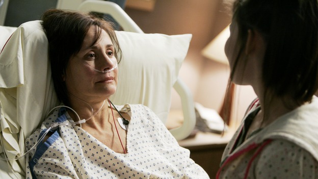 GREY'S ANATOMY - "Name of the Game" - George begins to overstay his welcome at Burke's apartment; Meredith learns a secret about her father; Bailey worries her colleagues will not treat her the same now that she's a mother; and Alex gets a lesson in bedside manners, on "Grey's Anatomy," SUNDAY, APRIL 2 (10:00-11:00 p.m., ET) on the ABC Television Network. (ABC/PETER "HOPPER" STONE)LAURIE METCALF, EMILEE WALLACE
