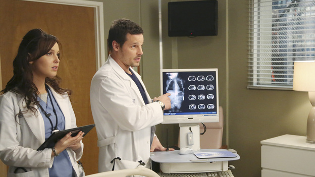 GREY'S ANATOMY - "Hard Bargain" - As the hospital spirals closer to financial ruin, Owen must make some tough decisions, which includes foregoing an expensive surgery that could save the life of a child. Meanwhile, Alex and Jo work together to save the life of an infant, and April asks Jackson for dating advice, on "Grey's Anatomy," THURSDAY, FEBRUARY 14 (9:00-10:02 p.m., ET) on the ABC Television Network. (ABC/RICHARD CARTWRIGHT)CAMILLA LUDDINGTON, JUSTIN CHAMBERS, DANIELLE BISUTTI