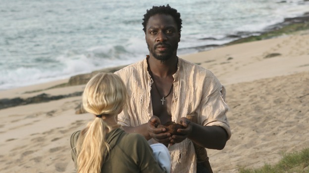 LOST - "Fire + Water" - When Charlie's vividly surreal dreams lead him to believe Claire's baby, Aaron, is in danger, Locke suspects Charlie may be using again. Meanwhile, Sawyer encourages Hurley to act on his attraction to Libby, on "Lost," WEDNESDAY, JANUARY 25 (9:00-10:00 p.m., ET), on the ABC Television Network. (ABC/MARIO PEREZ)EMILIE DE RAVIN, ADEWALE AKINNUOYE-AGBAJE