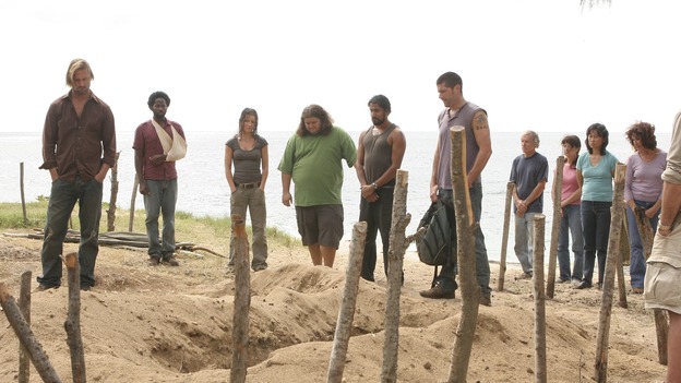 LOST -- "Three Minutes" - A determined Michael convinces Jack and several castaways to help him rescue Walt from "The Others." Meanwhile, Charlie struggles with Eko's decision to discontinue building the church, on "Lost," WEDNESDAY, MAY 17 (9:00-10:01 p.m., ET), on the ABC Television Network. (ABC/MARIO PEREZ)JOSH HOLLOWAY, HAROLD PERRINEAU, EVANGELINE LILY, JORGE GARCIA, NAVEEN ANDREWS, MATTHEW FOX