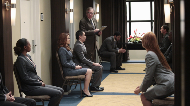 GREY'S ANATOMY - "Moment of Truth" - After eight years of practice, the residents head to San Francisco for their oral boards; sparks fly between Catherine and Richard when they bump into each other at the hotel; Bailey intervenes after Owen and Teddy get into a heated argument about their young car crash patient; and Mark tries to recruit Lexie for one of his cases. Meanwhile, Alex feels guilty for being away from the hospital when Tommy's health begins to fail, on Grey's Anatomy, THURSDAY, APRIL 26 (9:00-10:01 p.m., ET) on the ABC Television Network. (ABC/RICHARD CARTWRIGHT)SARAH DREW