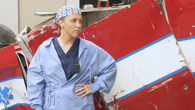 GREY'S ANATOMY - "Crash Into Me -- Part One" - An ambulance crash endangers the lives of the paramedics involved, as Meredith and the Chief work on-site to save them, Bailey treats a patient who refuses her help, and Ava returns for Alex and meets his other girlfriend in the process, on "Grey's Anatomy," THURSDAY, NOVEMBER 22 (9:00-10:02 p.m., ET) on the ABC Television Network. (ABC/MICHAEL DESMOND)BROOKE SMITH