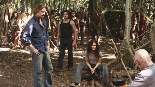 LOST - "Everybody Loves Hugo" - Hurley agonizes over what the group should do next, and Locke is curious about the new arrival to his camp, on "Lost," TUESDAY, APRIL 13 (9:00-10:02 p.m., ET) on the ABC Television Network. (ABC/MARIO PEREZ) JOSH HOLLOWAY, NAVEEN ANDREWS, EVANGELINE LILLY, TERRY O'QUINN