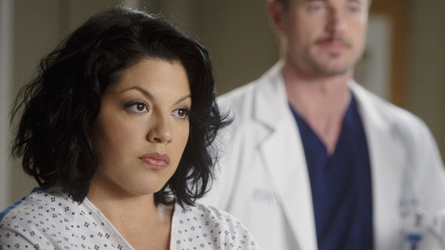 GREY'S ANATOMY - "Don't Deceive Me (Please Don't Go)" - Derek breaks ground on his Alzheimer's clinical trial and Meredith can't help but feel left out; Bailey's attempt to take the hospital into the age of new media with live tweets from the OR does not go over well with the Chief; and Callie, Mark and Arizona must learn to navigate through the pregnancy together, which starts off with Callie driving her new obstetrician (guest star Rachael Taylor) crazy, on "Grey's Anatomy," THURSDAY, FEBRUARY 3 (9:00-10:01 p.m., ET) on the ABC Television Network. (ABC/RANDY HOLMES)SARA RAMIREZ, ERIC DANE, JESSICA CAPSHAW