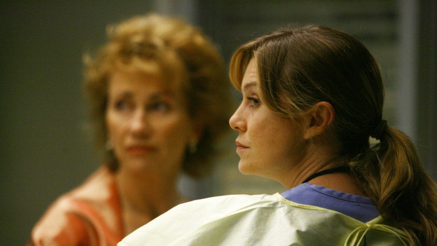 GREY'S ANATOMY - "Dream a Little Dream of Me" - On the two-hour season premiere of "Grey's Anatomy," Meredith and Derek learn that "happily ever after" isn't easy, a military doctor who brings in a trauma patient catches Cristina's eye, and the Chief and his staff reel at the news that Seattle Grace is no longer nationally ranked as a top-tier teaching hospital, on "Grey's Anatomy," THURSDAY, SEPTEMBER 25 (9:00-11:00 p.m., ET) on the ABC Television Network. (ABC/SCOTT GARFIELD)KATHY BAKER, ELLEN POMPEO