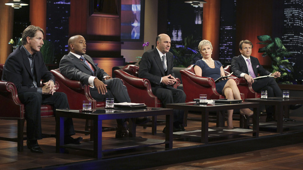 SHARK TANK - "Episode 203" - While successful comedian and businessman Jeff Foxworthy makes his debut as a guest "Shark" investor, Vincent Pastore ("The Sopranos") becomes the first celebrity to pitch a business proposition to the Sharks. He and his New Jersey business partner present a novel idea that could have everyone holding on tighter to their money. Also, a flight attendant and her husband, from Georgia, believe their unique portable child's seat will help make traveling with kids much easier; a duo from Florida believe they have the next big lifestyle clothing brand; an entrepreneur from North Carolina has an emotional attachment to a business his father started before he passed away; and there'll be an update on Tiffany Krumin, the maker of Ava the Elephant, a device that went from a home-made prototype to a mass-produced product sold in retail chains nationwide, on "Shark Tank," FRIDAY, APRIL 8 (8:00-9:00 p.m., ET) on ABC. (ABC/MICHAEL ANSELL) JEFF FOXWORTHY, DAYMOND JOHN, KEVIN O'LEARY, BARBARA CORCORAN, ROBERT HERJAVEC