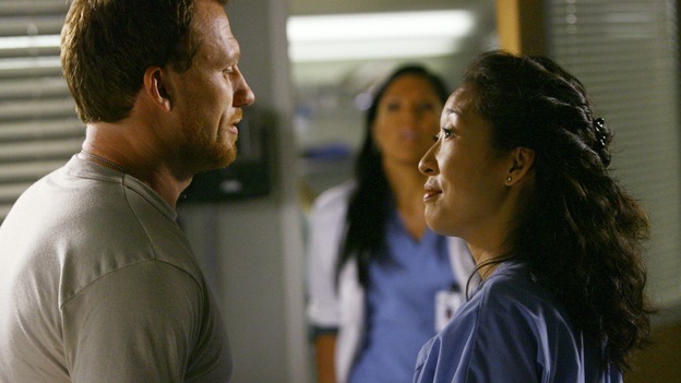 GREY'S ANATOMY - "Dream a Little Dream of Me" - On the two-hour season premiere of "Grey's Anatomy," Meredith and Derek learn that "happily ever after" isn't easy, a military doctor who brings in a trauma patient catches Cristina's eye, and the Chief and his staff reel at the news that Seattle Grace is no longer nationally ranked as a top-tier teaching hospital, on "Grey's Anatomy," THURSDAY, SEPTEMBER 25 (9:00-11:00 p.m., ET) on the ABC Television Network. (ABC/SCOTT GARFIELD)KEVIN McKIDD, SARA RAMIREZ, SANDRA OH