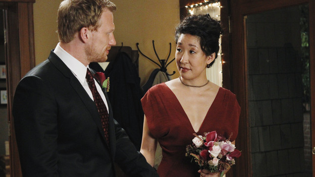 GREY'S ANATOMY - "With You I'm Born Again" -- After an unforgettable and heart-pounding season finale, "Grey's Anatomy" returns for its seventh season on THURSDAY, SEPTEMBER 23 (9:00-10:01 p.m., ET) on the ABC Television Network. In the season premiere, the hospital staff is trying to deal with physical and emotional trauma in the wake of the deadly rampage of a vengeful gunman. As Dr. Perkins (James Tupper), a trauma counselor, is brought in to help in the recovery and to assess each doctor's readiness to return to work, Derek makes a spontaneous decision to resign as Chief and rushes back into surgery, taking everything a little too fast, and Cristina buries herself in her wedding planning. (ABC/PETER "HOPPER" STONE)KEVIN MCKIDD, SANDRA OH