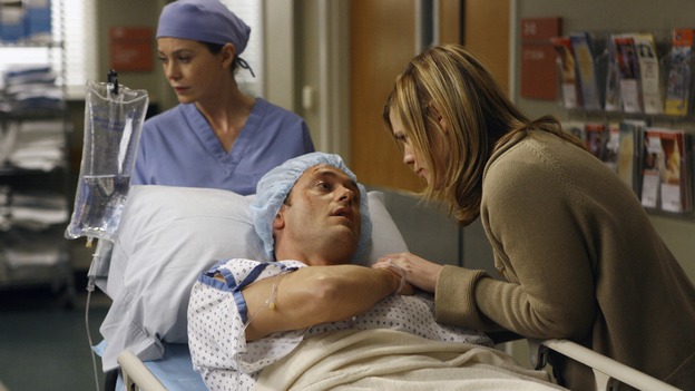 GREY'S ANATOMY - "Piece of My Heart" - Addison returns to Seattle Grace to perform an operation and is taken aback by all of the changes in her old co-workers' lives. Meanwhile Meredith and Derek's clinical trial has its first patient, and Rebecca/Ava returns with shocking news for Alex, on "Grey's Anatomy," THURSDAY, MAY 1 (9:00-10:01 p.m., ET) on the ABC Television Network.  (ABC/SCOTT GARFIELD)ELLEN POMPEO, JASON O'MARA, CLEA DUVALL
