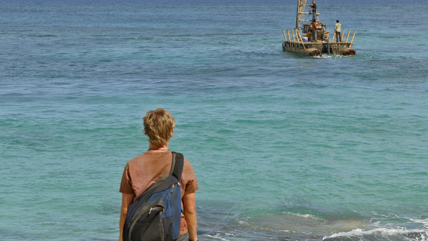 102842_9810 -- LOST - "Exodus," Part 2" - The castaways on the raft are surprised at sea by something they didn't expect. Meanwhile, remaining islanders try to blow open the hatch, and a visitor to the encampment might be a threat to Claire's infant son, on the Season Finale of "Lost," WEDNESDAY, MAY 25 (8:00-10:00 p.m., ET), on the ABC Television Network. (ABC/MARIO PEREZ)DOMINIC MONAGHAN