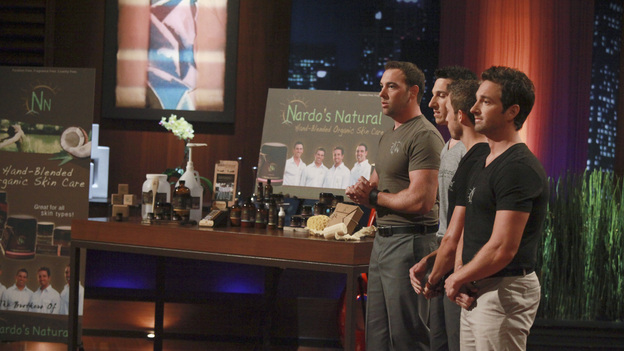 SHARK TANK - "Episode 305" - Unique body jewelry created by two San Francisco-based sisters has already found a celebrity following; now they want the Sharks to get on board. A father from Bristol, PA claims that his movable training apparatus is the only device that simulates a closeout basketball defender. Four brothers from St. Petersburg, FL hope to welcome the Sharks to their family with their organic skincare product. A man from Calabasas, CA hopes the Sharks will welcome experience over youth and buy into his Rent-A-Grandma business. Also, a follow up story from Season One's Pork Barrel BBQ and their owners, Heath Hall and Brett Thompson from Alexandria, VA, after making a deal with Barbara, on "Shark Tank," FRIDAY, MARCH 9 (8:00-9:00 p.m., ET) on the ABC Television Network. (ABC/RICHARD CARTWRIGHT)MASTRONARDO BROTHERS (NARDO'S NATURAL)