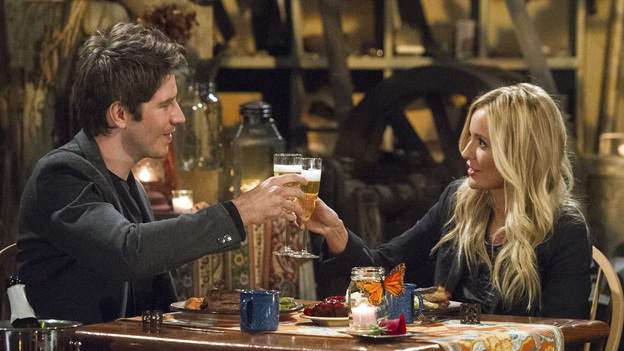 THE BACHELORETTE - "Episode 803" - Emily surprises an ecstatic Arie with the last individual date of the week, which begins with a private jet to Pigeon Forge, Tennessee, where she reveals that they'll spend the day at Dollywood, one of her favorite places. The couple have the park all to themselves to ride all the rides, play games and have a ball. But even Emily, who went to the park many times growing up, can't guess what is coming. She gets the surprise of her life when her idol, the legendary Queen of Country Dolly Parton, serenades the two of them. After the special concert, things get steamy as they enjoy a romantic dinner and share one of the most intense first kisses any couple has shared in "Bachelorette" history. Is this the start of something special or is it too good to be true? -- on "The Bachelorette," MONDAY, MAY 28 (8:00-10:01 p.m., ET), on the ABC Television Network. (ABC/JON LEMAY)ARIE, EMILY MAYNARD