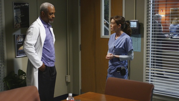 GREY'S ANATOMY - "Testing 1-2-3" - The interns take the biggest test of their careers, their first-year medical exams, as the residents attend to three injured mountain climbers. Meanwhile Callie's suspicions of George and Izzie grow, and Cristina struggles to write her wedding vows, on "Grey's Anatomy," THURSDAY, MAY 10 (9:00-10:01 p.m., ET) on the ABC Television Network. (ABC/SCOTT GARFIELD)JAMES PICKENS, JR., ELLEN POMPEO