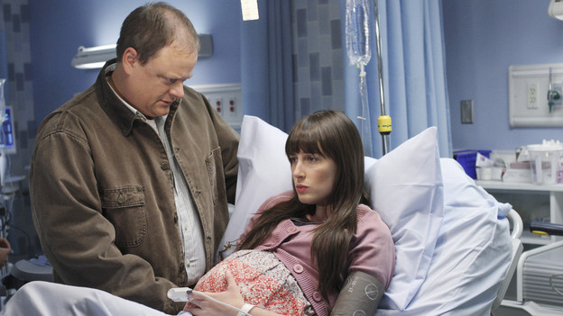 PRIVATE PRACTICE - "In the Name of Love" - Naomi puts Fife in a conflicted position when she begs him to help William's advanced ALS with his still experimental treatment. Meanwhile Violet and Amelia treat a woman with a brain tumor who has to choose between life or quality of life, and Sheldon decides to officially throw his hat into the ring for Charlotte's affections, on "Private Practice," THURSDAY, MAY 6 (10:01-11:00 p.m., ET) on the ABC Television Network. (ABC/RON TOM) LARRY CLARKE, SARAH HAGAN