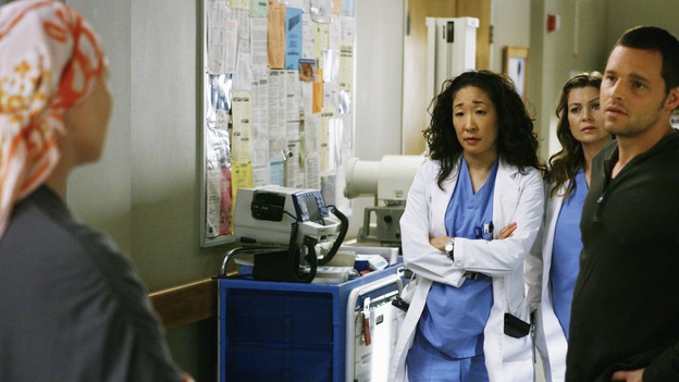 GREY'S ANATOMY - "Here's to Future Days" - Izzie discusses with Cristina, Meredith and her new husband Alex, whether or not she should have a risky surgery that may be her only chance to survive, on "Grey's Anatomy," THURSDAY, MAY 14 (9:00-11:00 p.m., ET) on the ABC Television Network. KATHERINE HEIGL, SANDRA OH, ELLEN POMPEO, JUSTIN CHAMBERS