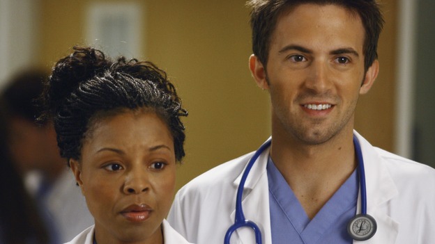 GREY'S ANATOMY - "A Change is Gonna Come" - Having just returned from her honeymoon with Meredith, Cristina searches for Burke, but he's nowhere to be found. Meredith, Cristina, Izzie and Alex spend their first day as residents with their own groups of interns - among the interns are George, repeating his intern year after failing his exams, and Lexie Grey, Meredith's half-sister whom she has never met. Now that Derek's relationship with Meredith has reached an emotional impasse, he looks to his fellow doctors for friendship; Bailey wrestles with her place within the hospital now that her former interns report to new Chief Resident Callie; and Richard resumes his position as Chief of Surgery, on the season premiere of "Grey's Anatomy," THURSDAY, SEPTEMBER 27 (9:00-10:01 p.m., ET) on the ABC Television Network. (ABC/SCOTT GARFIELD)TYMBERLEE CHANEL, RICHARD KEITH