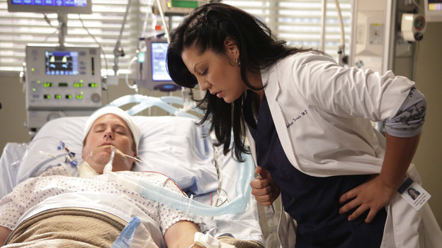 GREY'S ANATOMY - "These Arms of Mine" - A documentary film crew visits the hospital six months after the shooting to document the road to recovery for doctors and patients. The camera lenses follow Derek, Owen, Mark & Callie as they ambitiously perform a rare arm transplant surgery, Meredith helps Cristina put on a brave face for the cameras, and Bailey's patient, Mary, returns for her surgery -- which marks the first time they've all seen of each other since that fateful day -- on "Grey's Anatomy," THURSDAY, OCTOBER 28 (9:00-10:01 p.m., ET) on the ABC Television Network. (ABC/ADAM TAYLOR)JOHN LACY, SARA RAMIREZ