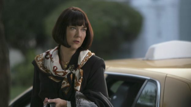 DESPERATE HOUSEWIVES - "Move On" - Edie organizes a neighborhood search for the missing Mrs. Huber, just as the absent busybody's sister (guest star Harriet Sansom Harris) arrives on Wisteria Lane. Meanwhile, Bree resigns herself to her marital state and asks an attractive pharmacist (Tony Award-winning actor Roger Bart) on a date; Susan's ex, Karl (guest star Richard Burgi), suddenly reappears in her life; Lynette fears that Tom is attracted to the new nanny (guest star Marla Sokoloff); and Gabrielle sinks to new depths - she gets a job -- on "Desperate Housewives," SUNDAY, JANUARY 9 (9:00-10:00 p.m., ET), on the ABC Television Network. (ABC/SCOTT GARFIELD)HARRIET SANSOM HARRIS