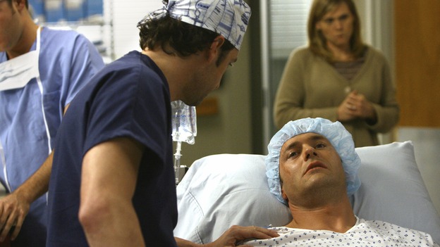 GREY'S ANATOMY - "Piece of My Heart" - Addison returns to Seattle Grace to perform an operation and is taken aback by all of the changes in her old co-workers' lives. Meanwhile Meredith and Derek's clinical trial has its first patient, and Rebecca/Ava returns with shocking news for Alex, on "Grey's Anatomy," THURSDAY, MAY 1 (9:00-10:01 p.m., ET) on the ABC Television Network.  (ABC/SCOTT GARFIELD)PATRICK DEMPSEY, JASON O'MARA, CLEA DUVALL