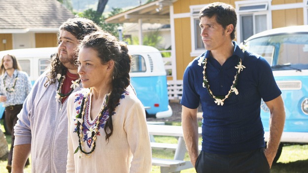 LOST - "Namaste" - When some old friends drop in unannounced, Sawyer is forced to further perpetuate his lie in order to protect them, on "Lost," WEDNESDAY, MARCH 18 (9:00-10:02 p.m., ET) on the ABC Television Network. (ABC/MARIO PEREZ)JORGE GARCIA, EVANGELINE LILLY, MATTHEW FOX
