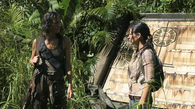 LOST - "Maternity Leave" - A desperate Claire, along with Kate and Rousseau, attempts a return to the scene of her kidnapping where she believes she might find the cure for Baby Aaron's mysterious illness. Meanwhile, Jack and Locke must keep their prisoner a secret from the rest of the survivors, on "Lost," WEDNESDAY, MARCH 1 (9:00-10:00 p.m., ET), on the ABC Television Network. (ABC/MARIO PEREZ)MIRA FURLAN, EVANGELINE LILLY