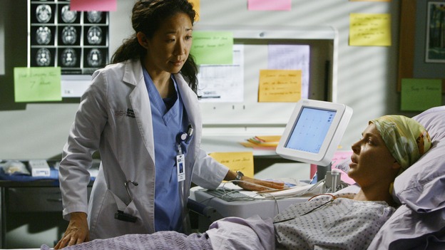 GREY'S ANATOMY - "Now or Never" - Dr.&nbsp;Izzie Stevens confides in Dr. Cristina Yang about a fight she just had with her new husband, Dr. Alex Karev, on "Grey's Anatomy," THURSDAY, MAY 14 (9:00-11:00 p.m., ET) on the ABC Television Network. SANDRA OH, KATHERINE HEIGL