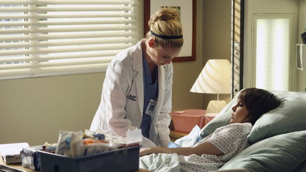 GREY'S ANATOMY - "Six Days" - After a successful operation on his heart, George's father undergoes surgery for his cancer, Thatcher Grey visits Seattle Grace in order to see his new granddaughter, and Meredith discovers that Derek has trouble sleeping soundly, on a two-part episode of "Grey's Anatomy," THURSDAYS, JANUARY 11 & 18 (9:00-10:01 p.m., ET both nights) on the ABC Television Network. (ABC/MICHAEL DESMOND)KATHERINE HEIGL, MAE WHITMAN