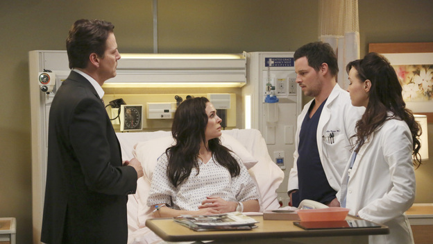 GREY'S ANATOMY - "Hard Bargain" - As the hospital spirals closer to financial ruin, Owen must make some tough decisions, which includes foregoing an expensive surgery that could save the life of a child. Meanwhile, Alex and Jo work together to save the life of an infant, and April asks Jackson for dating advice, on "Grey's Anatomy," THURSDAY, FEBRUARY 14 (9:00-10:02 p.m., ET) on the ABC Television Network. (ABC/RICHARD CARTWRIGHT)MICHAEL REILLY BURKE, DANIELLE BISUTTI, JUSTIN CHAMBERS, CAMILLA LUDDINGTON