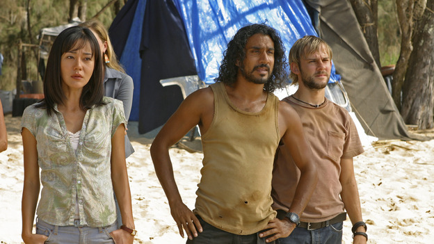 102844_463 -- LOST - "Exodus," Part 2" - The castaways on the raft are surprised at sea by something they didn't expect. Meanwhile, remaining islanders try to blow open the hatch, and a visitor to the encampment might be a threat to Claire's infant son, on the Season Finale of "Lost," WEDNESDAY, MAY 25 (8:00-10:00 p.m., ET), on the ABC Television Network.(ABC/MARIO PEREZ)YUNJIN KIM, NAVEEN ANDREWS, DOMINIC MONAGHAN
