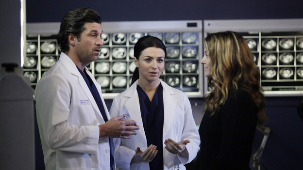 PRIVATE PRACTICE - "You Break My Heart" - Cooper and Charlotte take Erica to Seattle Grace to meet with Derek, Lexie and Amelia regarding a very risky surgery; Scott tells Violet that he would like to take their relationship to the next level; and Addison finds herself caught in the middle of Sam and Jake's fight about a patient.  Meanwhile, Sheldon warns Sam to be cautious as he deals with the return of his sister, Corinne, on Private Practice, THURSDAY, FEBRUARY 16 (10:02-11:00 p.m., ET) on the ABC Television Network.  (ABC/KELSEY MCNEAL)PATRICK DEMPSEY, CATERINA SCORSONE, A.J. LANGER