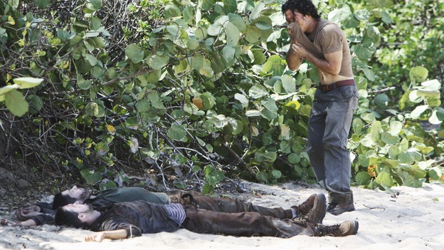 LOST -  "This Place is Death" - Jin discovers the bodies of two of the French scientists, who both appear to have been shot, on "Lost," WEDNESDAY, FEBRUARY 11 (9:00-10:02 p.m., ET) on the ABC Television Network.  (ABC/MARIO PEREZ) DANIEL DAE KIM