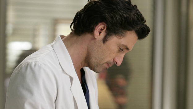 GREY'S ANATOMY - "Losing My Mind" - Dr. Wyatt refuses to let Meredith give up on therapy, Alex learns the truth about Rebecca's medical condition, the Chief insists that Erica perform a risky surgery on his mentor, and after receiving news of Burke, Cristina continues to do things contrary to her nature, going so far as cleaning her always-messy apartment, on "Grey's Anatomy," THURSDAY, MAY 15 (9:00-10:02 p.m., ET) on the ABC Television Network. (ABC/MITCH HADDAD)PATRICK DEMPSEY