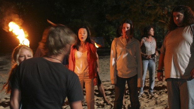 LOST - "Fire + Water" - When Charlie's vividly surreal dreams lead him to believe Claire's baby, Aaron, is in danger, Locke suspects Charlie may be using again. Meanwhile, Sawyer encourages Hurley to act on his attraction to Libby, on "Lost," WEDNESDAY, JANUARY 25 (9:00-10:00 p.m., ET), on the ABC Television Network. (ABC/MARIO PEREZ)EMILIE DE RAVIN, DOMINIC MONAGHAN, YUNJIN KIM, EVANGELINE LILLY, JORGE GARCIA