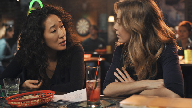 GREY'S ANATOMY - "There's No 'I' in Team" - Cristina and Meredith have another one of their epic conversations at Joe's, on "Grey's Anatomy," THURSDAY, OCTOBER 23 (9:00-10:01 p.m., ET) on the ABC Television Network. (ABC/ERIC MCCANDLESS) SANDRA OH, ELLEN POMPEO