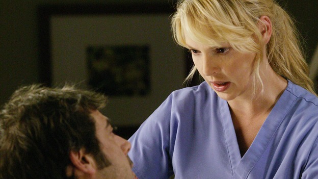 GREY'S ANATOMY - "17 Seconds" - Finn gives a health update on Doc, Meredith is assigned to work with Callie for the day while George gets paired with Derek, and Burke and Izzie continue to try to find a heart for Denny, on part one of the season finale of "Grey's Anatomy," SUNDAY, MAY 14 (10:00-11:00 p.m., ET) on the ABC Television Network. (ABC/BYRON COHEN)JEFFREY DEAN MORGAN, KATHERINE HEIGL