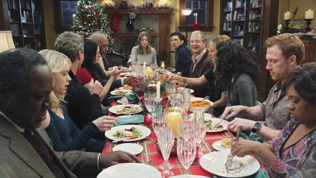 GREY'S ANATOMY - "Holidaze" -- As Thanksgiving, Christmas and New Year's pass, Miranda is visited by her father, William, who disapproves of her choices in life; meanwhile, Mark and Lexie must cope with the shocking arrival of a woman from his past, and Thatcher Grey questions the Chief's recent behavior as Meredith comes to his defense, on "Grey's Anatomy," THURSDAY, NOVEMBER 19 (9:00-10:01 p.m., ET) on the ABC Television Network. (ABC/DANNY FELD)FRANKIE FAISON, LEVEN RAMBIN, ERIC DANE, CHYLER LEIGH, JAMES PICKENS JR., ELLEN POMPEO, PATRICK DEMPSEY, JEFF PERRY, KIM RAVER,  SANDRA OH, KEVIN MCKIDD, CHANDRA WILSON