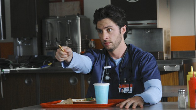 SCRUBS - "My Finale" - J.D. plans to say goodbye to Sacred Heart, but will his final day stand up to his fantasy of scoring a hug from Dr. Cox or learning the Janitor's real name? Meanwhile, when random furnishings from Elliot's apartment turn up in J.D.'s place, it becomes clear that she finally plans to take their relationship to a whole new level, on the season finale of "Scrubs," WEDNESDAY, MAY 6 (8:00-9:00 p.m., ET), on the ABC Television Network. (ABC/RICHARD CARTWRIGHT) ZACH BRAFF