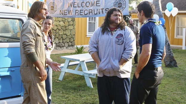 LOST - "Namaste" - When some old friends drop in unannounced, Sawyer is forced to further perpetuate his lie in order to protect them, on "Lost," WEDNESDAY, MARCH 18 (9:00-10:02 p.m., ET) on the ABC Television Network. (ABC/MARIO PEREZ)JOSH HOLLOWAY, EVANGELINE LILLY, JORGE GARCIA, MATTHEW FOX