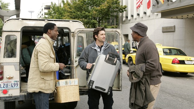 GREY'S ANATOMY - "Where the Boys Are" - The men of Seattle Grace go on a camping trip together, Addison and Callie must team up to work on a patient, Meredith assists Sloan with a procedure unlike any she has experienced, and, suspicious of her recent actions at the hospital, Bailey confronts Cristina, on "Grey's Anatomy," THURSDAY, NOVEMBER 9 (9:00-10:01 p.m., ET) on the ABC Television Network. (ABC/CRAIG SJODIN)ISAIAH WASHINGTON, PATRICK DEMPSEY, JAMES PICKENS, JR.