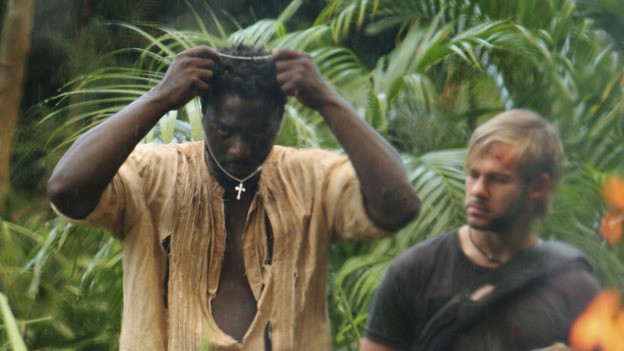 LOST - "The 23rd Psalm" - Mr. Eko interrogates Charlie about the Virgin Mary statue, Claire begins to lose faith in Charlie when she discovers his secret, and Jack is an interested observer when Kate gives the recovering Sawyer a much-needed haircut, on "Lost," WEDNESDAY, JANUARY 11 (9:00-10:00 p.m., ET), on the ABC Television Network. (ABC/MARIO PEREZ) ADEWALE AKINNUOYE-AGBAJE, DOMINIC MONAGHAN