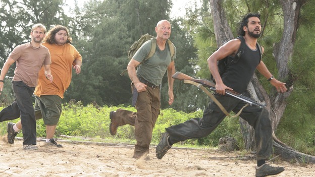 LOST - "Flashes Before Your Eyes" - A suspicious and determined Hurley enlists Charlie to help him wrangle the truth out of Desmond, who has been acting strangely ever since the implosion of the hatch, on "Lost," WEDNESDAY, FEBRUARY 14 (10:00-11:00 p.m., ET), on the ABC Television Network.  (ABC/MARIO PEREZ)DOMINIC MONAGHAN, JORGE GARCIA, TERRY O'QUINN, NAVEEN ANDREWS